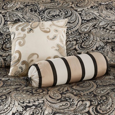 Black and Gold Jacquard Cotton Full Bed in a Bag Set