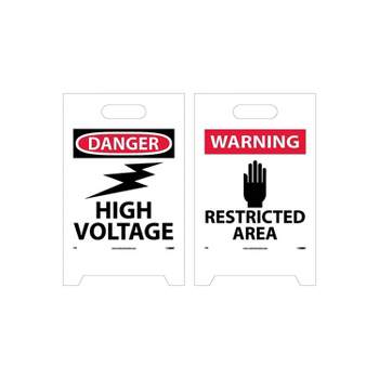 National Marker Floor Signs; Dbl Side Danger High Voltage Warning Restricted Area 20X12 FS9