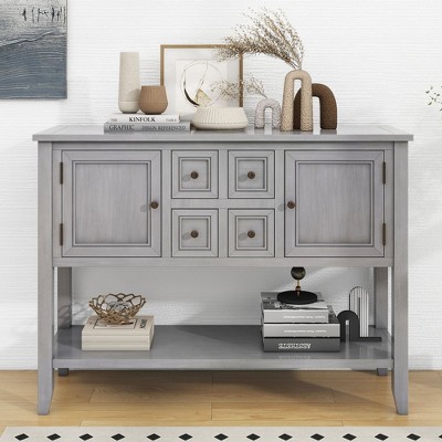 CENGHU Vintage Console Table, Storage Cabinet Sideboard with 4 Drawers and Bottom Shelf, for Kitchen, Dining Room and Living Room