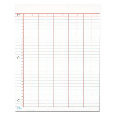 TOPS Data Pad with Numbered Column Headings, Data/Lab-Record Format, Wide/Legal Rule, 10 Columns, 8.5 x 11, White, 50 Sheets