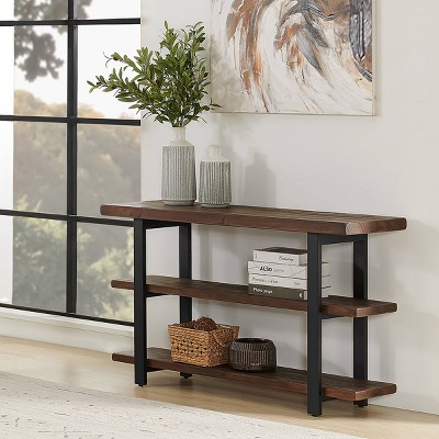 Rustic Natural 52" Wood and Metal Media Console with Storage
