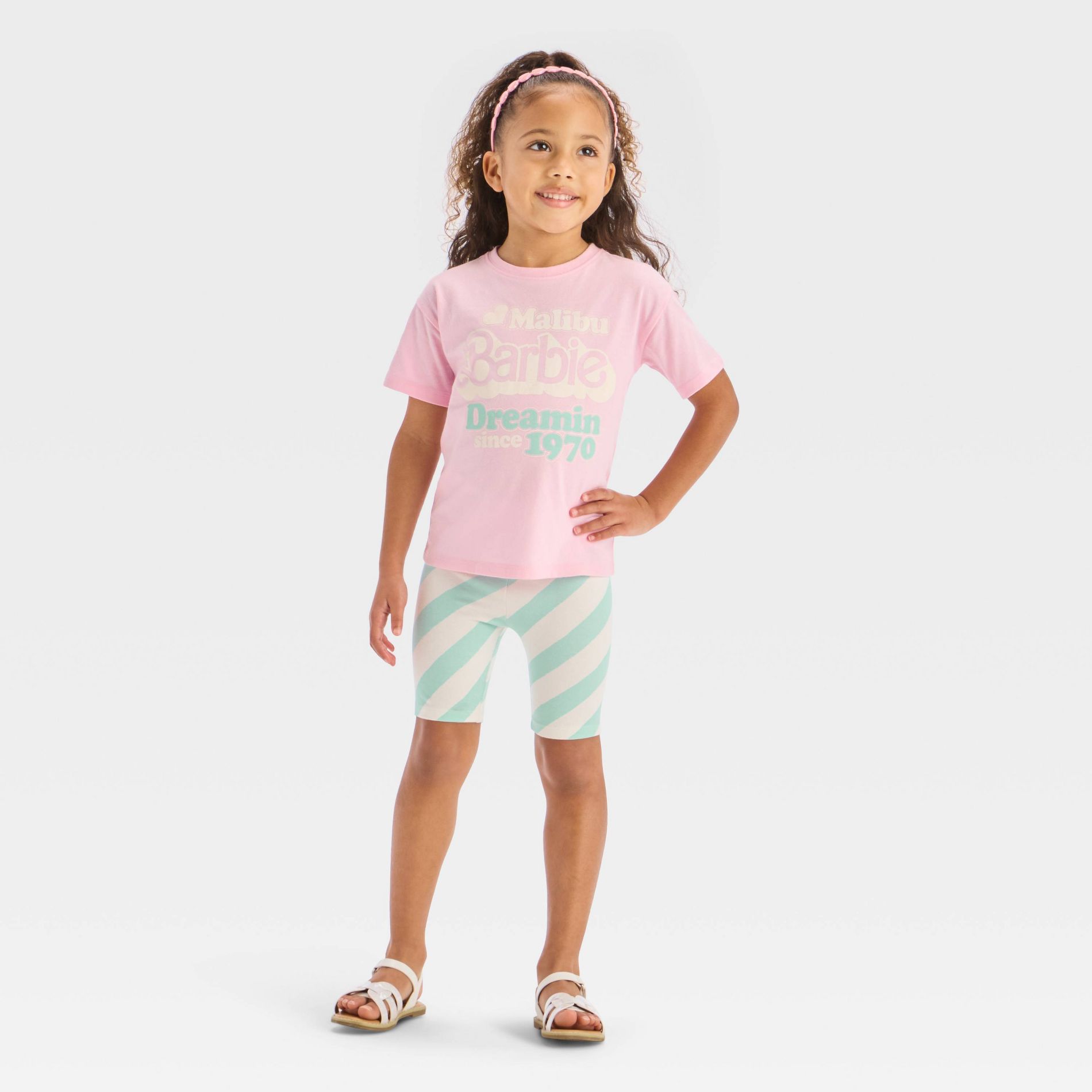 Toddler Girls' 2pc Barbie T-Shirt & Biker Shorts Set - Pink 3T