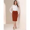 INSPIRE CHIC Women's Work Ruched High Waist Midi Pencil Skirt - 4 of 4