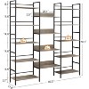 Acekool Triple Column 5-Tier Bookshelf, Tall Adjustable Display Shelves, Industrial Bookcase for Living Room, Bedroom, Office, Vintage Style - 2 of 4