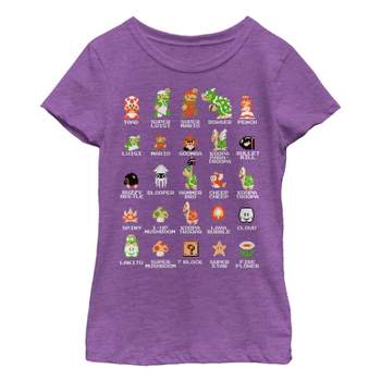Girl\'s Nintendo Super Mario : T-shirt Black Jump - Target Small 