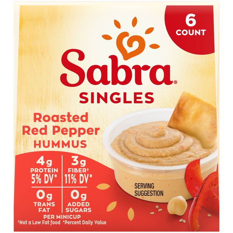 Sabra Roasted Red Pepper Hummus Singles - 12oz/6pk, 3 of 8