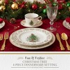 Spode Christmas Tree Gold 4-Piece Holiday Dinnerware Set - Fine Earthenware with 22K Gold Accents - Dinner Plate, Salad Plate, Teacup & Saucer - 2 of 4