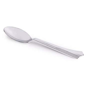 Smarty Had A Party Shiny Metallic Groove Silver Plastic Spoons (600 Spoons)