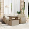 vidaXL 5 Piece Patio Sofa Set with Cushions Beige and Cream Poly Rattan - Without Storage - 2 of 4