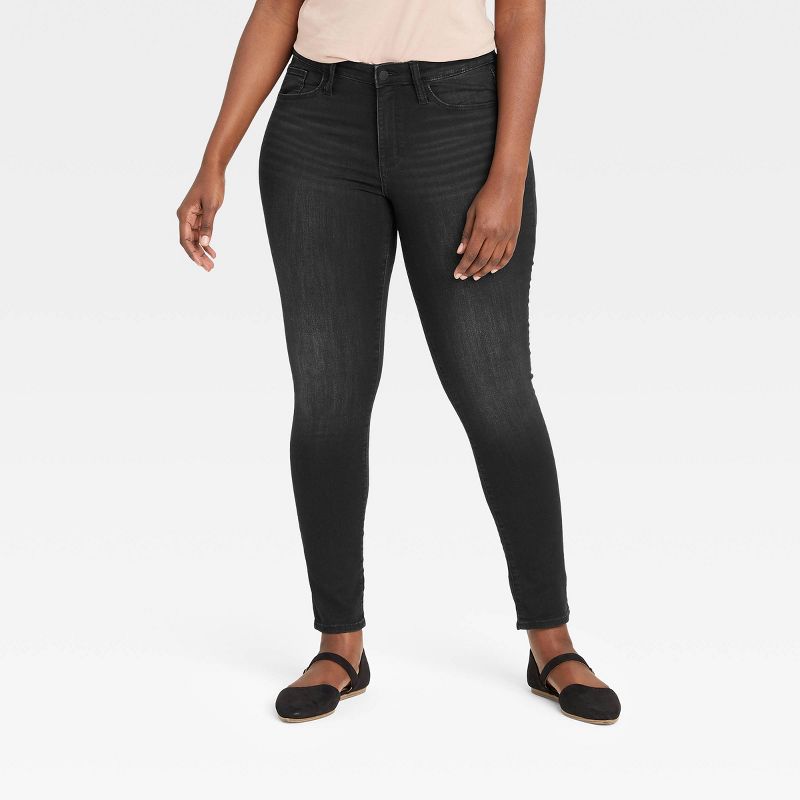 Women&#39;s Mid-Rise Skinny Jeans - Universal Thread&#8482; Black Denim 00, 2 of 6