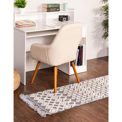 Gray Geometric Easy Care Synthetic Runner Rug