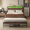 NicBex Full/Queen Platform Bed Frame with Storage Headboard,Metal Platform Bed with LED Light,Charging Station,Under Bed Storage,Easy Assembly,Walnut - 2 of 4
