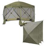 CLAM Quick-Set Escape 12 x 12 Foot Portable Pop-Up Camping Outdoor Gazebo Screen Tent Canopy Shelter and Carry Bag with Wind and Sun Panels Sets, Green