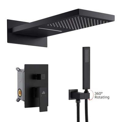 CASAINC 22'' Wall Mounted Rectangular Overhead Dual Function Shower System with Handheld Sprayer