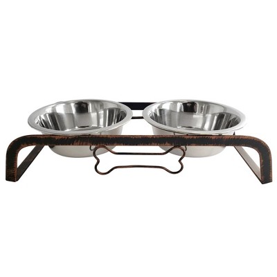 Rustic Copper Elevated Dog Feeder with Stainless Steel Bowls