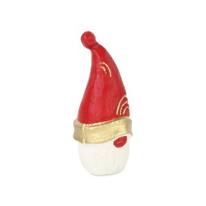 HomeRoots 6" Red Gold And White Cast Iron Christmas Santa Gnome Figurine - 1 of 4