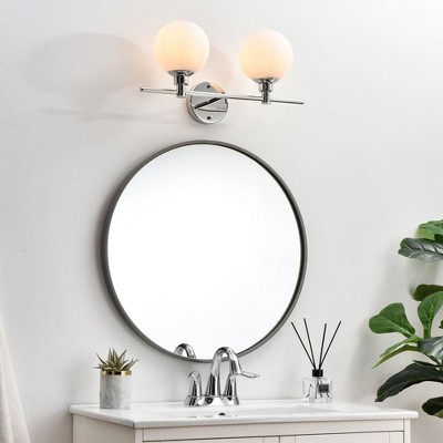 Modern Brass and Frosted White Glass 2-Light Wall Sconce