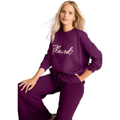 Roaman's Women's Plus Size Comfort+ Fleece Printed Sweatshirt