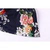 Vintage A-Line Pleated Skirt for Women - Midi Length High Waist Flowy Retro Skirt Navy Flower - 3 of 4