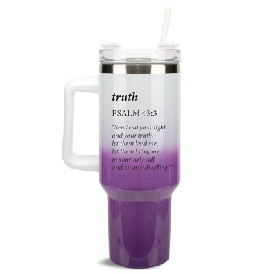Elanze Designs Truth Light Lead Me Holy Psalm 43:3 40 oz. Stainless Steel, Large Water Bottle Coffee Mug, Spill & Leak Resistant, Thermal Travel