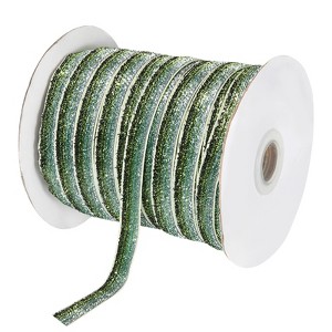 Unique Bargains Single Face Metallic Glitter Velvet Ribbon for DIY Crafts Gift Wrapping - 1 of 3