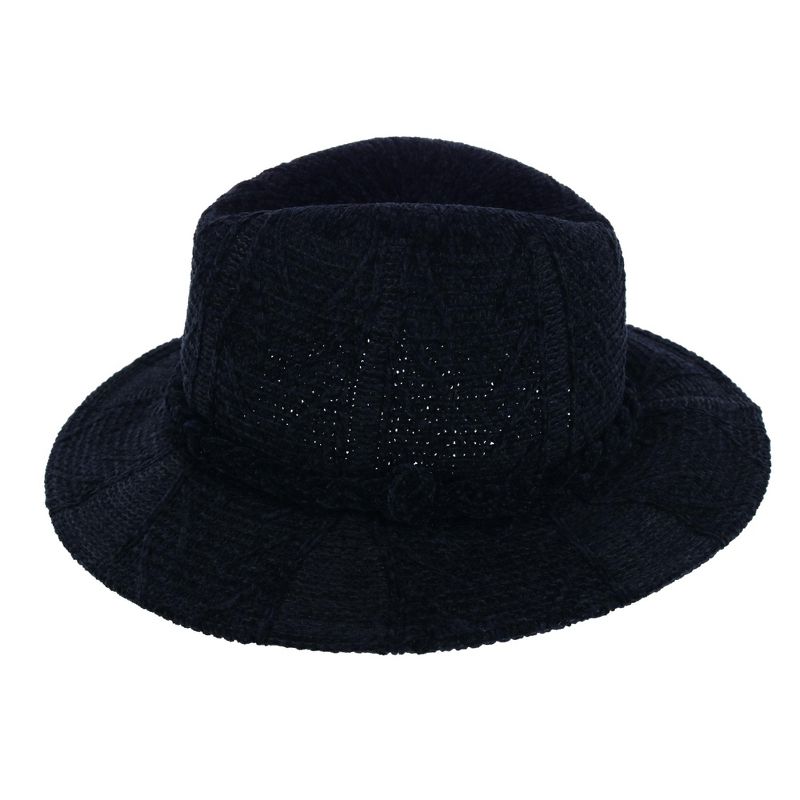 Aquarius Women's Knit Chenille Print Fedora with Braided Hat Band, 3 of 4