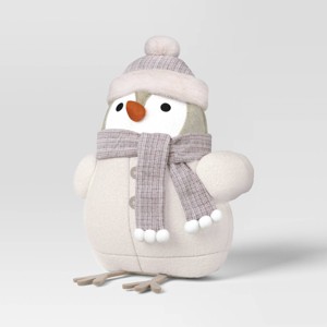 Christmas Fabric Bird Pillow White Pom Hat - Wondershop™ - 1 of 4