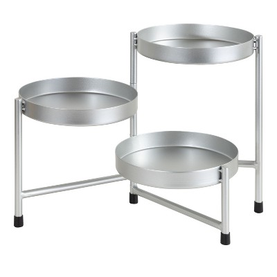 Kate and Laurel Finn Round Metal Tabletop Planter, 7.25x7.25x10, Silver