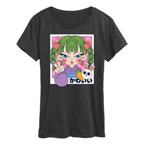 Women's - Instant Message - Cute Anime Girl Short Sleeve Graphic T-Shirt - 1 of 4
