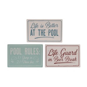 Transpac Metal Pool Rules Sign Set of 3 Spring Home Decorations - 1 of 1