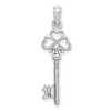 Black Bow Jewelry 14k White Gold Polished 3D Key with Triple Heart Pendant, 9mm - 3 of 4