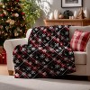 Christmas Flannel Blanket Throw, Black Red Buffalo Plaid Snowflake Soft Fuzzy Plush Cozy Fleece Blankets - 4 of 4