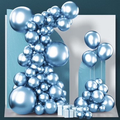 PartyWoo Balloons Metallic Light Blue Baby 18 12 10 5 Inch 100 pcs