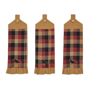 Heritage Farms Primitive Check Button Loop Tea Towel Set of 3 - 1 of 4