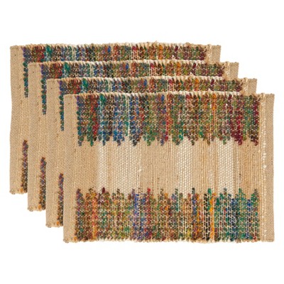 Rainbow Rhythm Multicolor Jute and Cotton Placemats, Set of 4