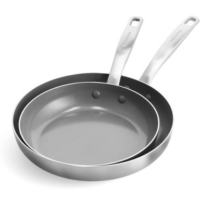 GreenPan Chatham 2pc (8" and 10") Tri-Ply Stainless Steel Healthy Ceramic Nonstick Fry Pan Set - 1 of 4