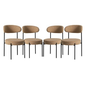 WestinTrends Alexandria Mid-Century Modern Upholstered Faux Shearling Round Dining Chairs - 1 of 4
