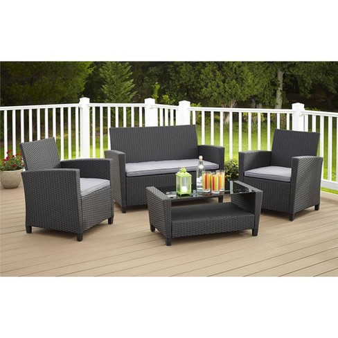 Plastic rattan patio online set