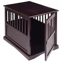 Casual Home Medium Wooden Indoor Pet Crate Dog House Kennel End Table Night Stand Furniture with Lockable Latch, Pets Under 25 Pounds, Espresso