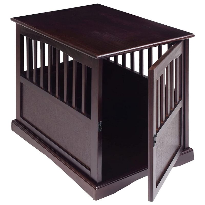 Casual Home Medium Wooden Indoor Pet Crate Dog House Kennel End Table Night Stand Furniture with Lockable Latch, Pets Under 25 Pounds, Espresso, 1 of 7