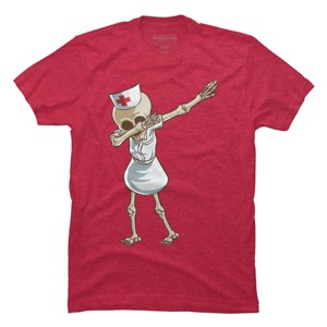 Men's Design By Humans Halloween Dabbing Funny Skeleton Nurse RN Costume Gift By COVI T-Shirt - 1 of 4