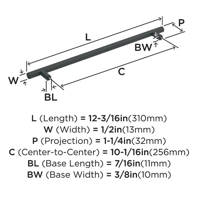 Matte Black 12-Inch Modern Cabinet Bar Pull