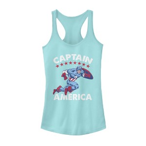 Juniors Womens Marvel Fourth of July  Retro Captain America Racerback Tank Top - 1 of 3