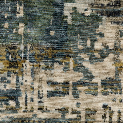 Hayden Blue and Gold Abstract Rectangular Area Rug 3'3" x 5'