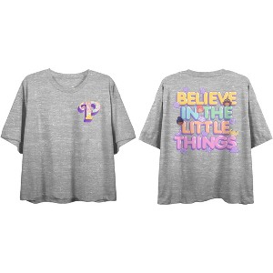 Polly Pocket Believe In The Little Things Crew Neck Short Sleeve Athletic Heather Women's Crop Top - 1 of 2
