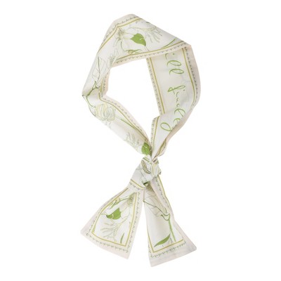 Unique Bargains Women's Flower Long Ribbon Headband Beige Green 1 Pc