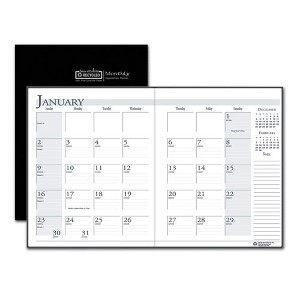 Recycled Ruled 14-Month Planner with Leatherette Cover, 10 x 7, Black Cover, 14-Month: Dec 2024 to Jan 2026 - 1 of 4