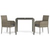 vidaXL 3 Piece Patio Dining Set with Cushions Gray Poly Rattan - 2 of 4