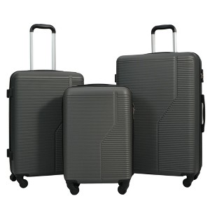 ORRD 3-Piece Luggage Set (20/24/28 Inch), ABS Hardshell Suitcase with Spinner Wheels & TSA Lock for Men and Women，Black - 1 of 4