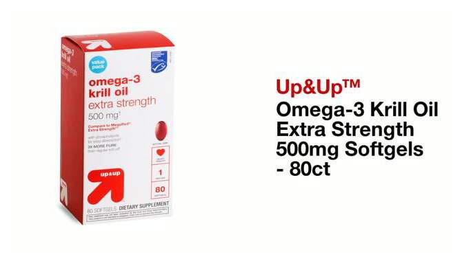 Omega-3 Krill Oil Extra Strength 500mg Softgels - 80ct - up &#38; up&#8482;, 2 of 6, play video